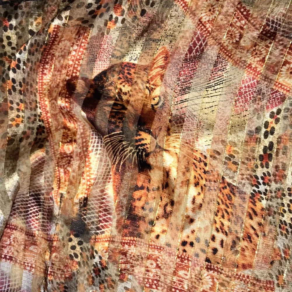 Silky Animal Print Scarf in Copper and Pink‎ Tones